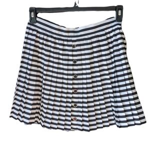 Candie's Black and White Striped Skirt Pleated Retro Dark Acadamia Size M